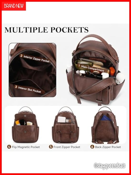 Vegan Leather Mini Backpack for Women, Fashion Small Backpack Purse with